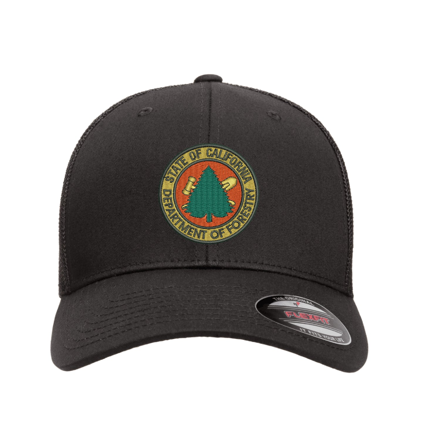 CDF Flexfit 6511 Mesh-Back hat, CDF shield and tomato logo