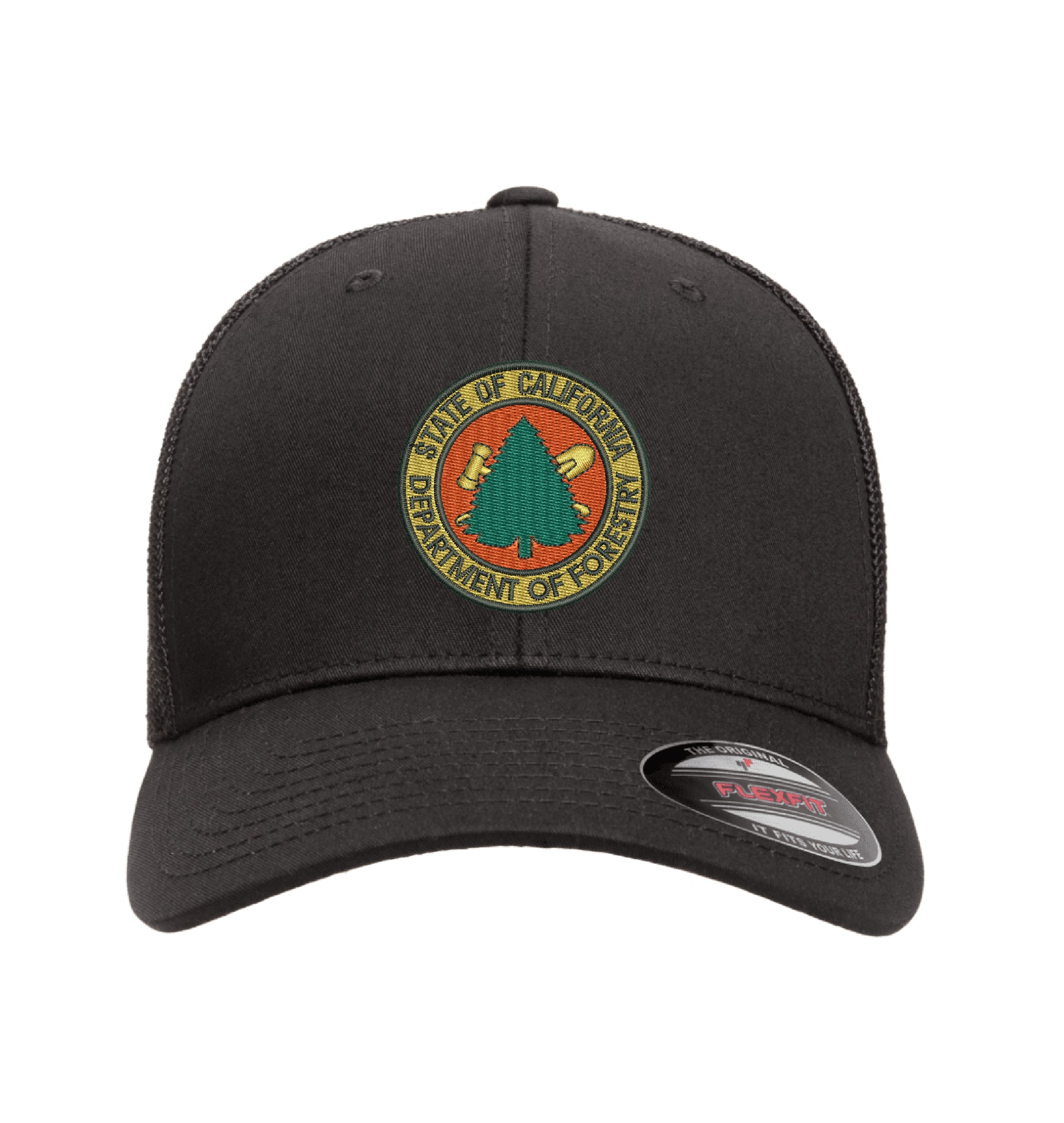 CDF Flexfit 6511 Mesh-Back hat, CDF shield and tomato logo