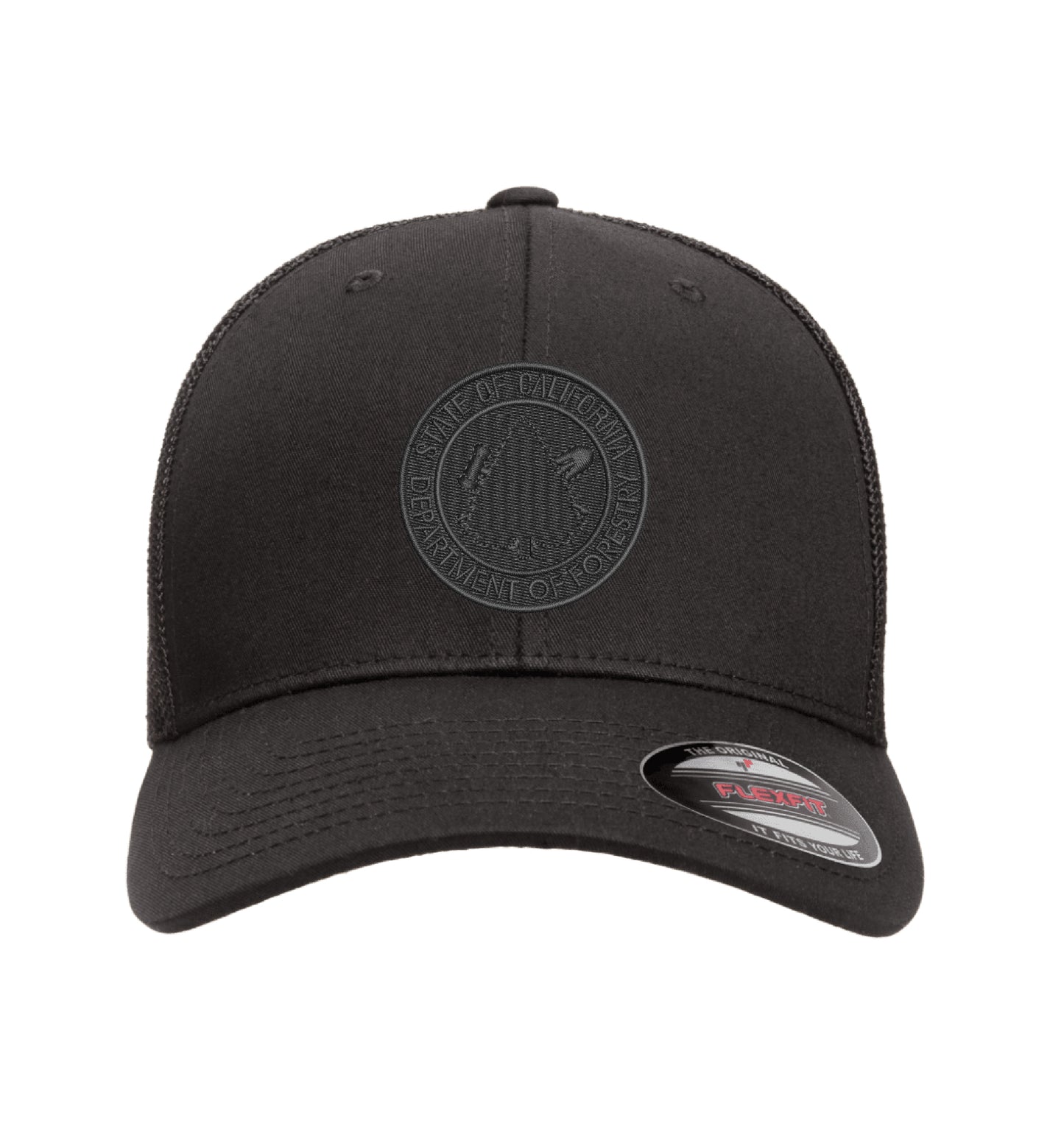 CDF Flexfit 6511 Mesh-Back hat, CDF shield and tomato logo