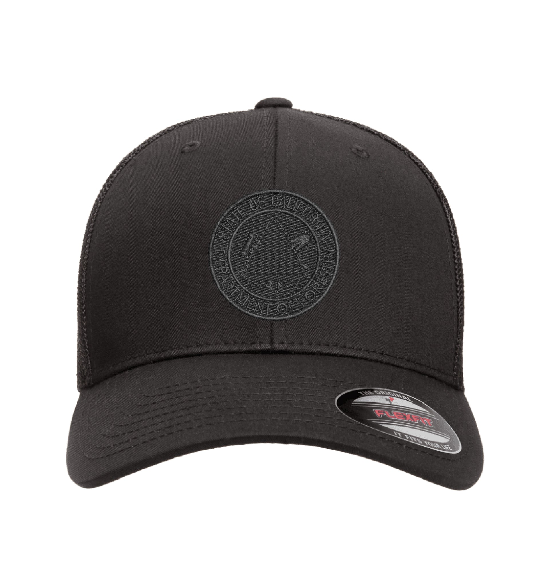CDF Flexfit 6511 Mesh-Back hat, CDF shield and tomato logo