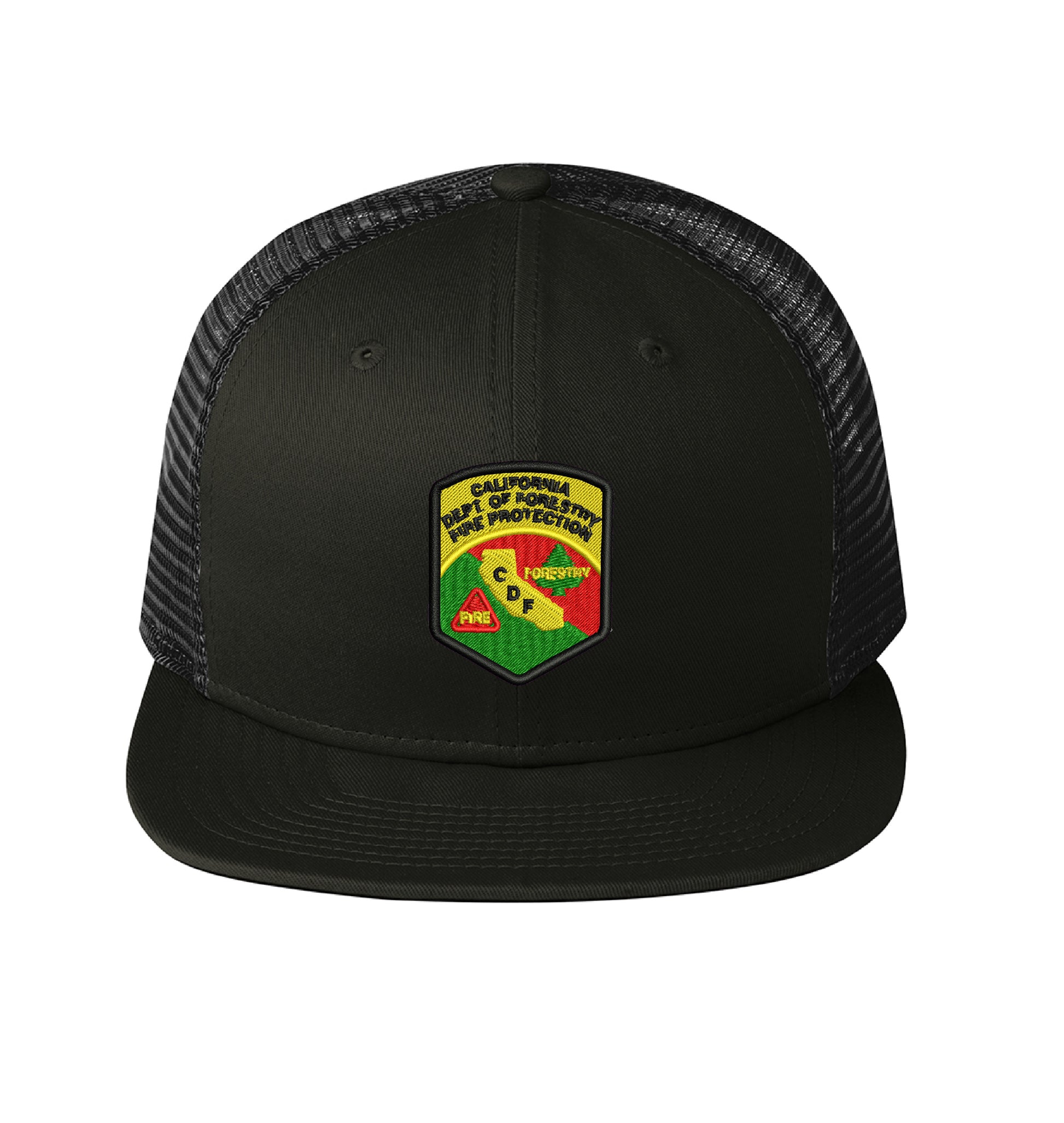CDF New Era 403 Mesh Snapback hat, CDF shield and tomato logo