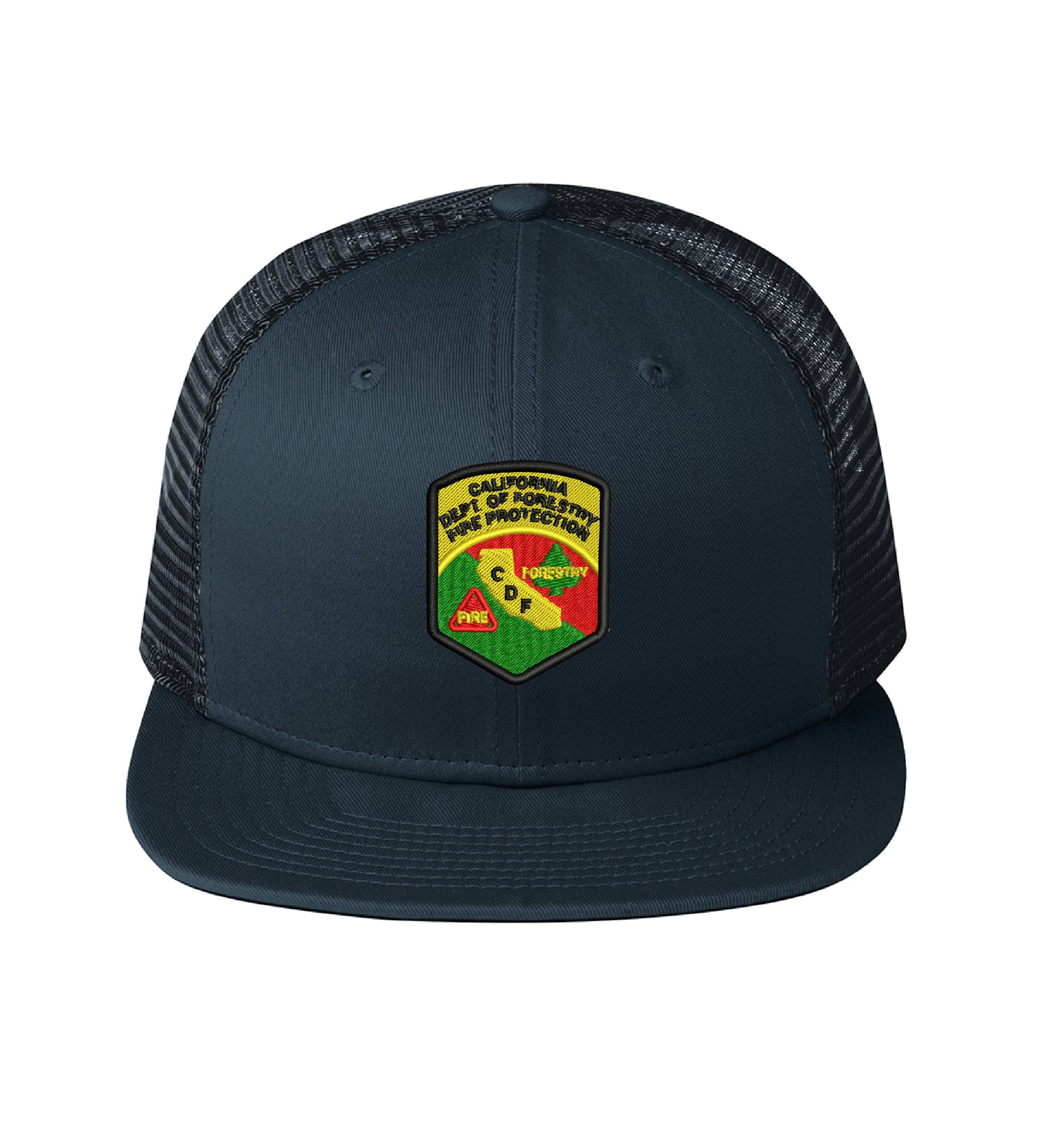 CDF New Era 403 Mesh Snapback hat, CDF shield and tomato logo