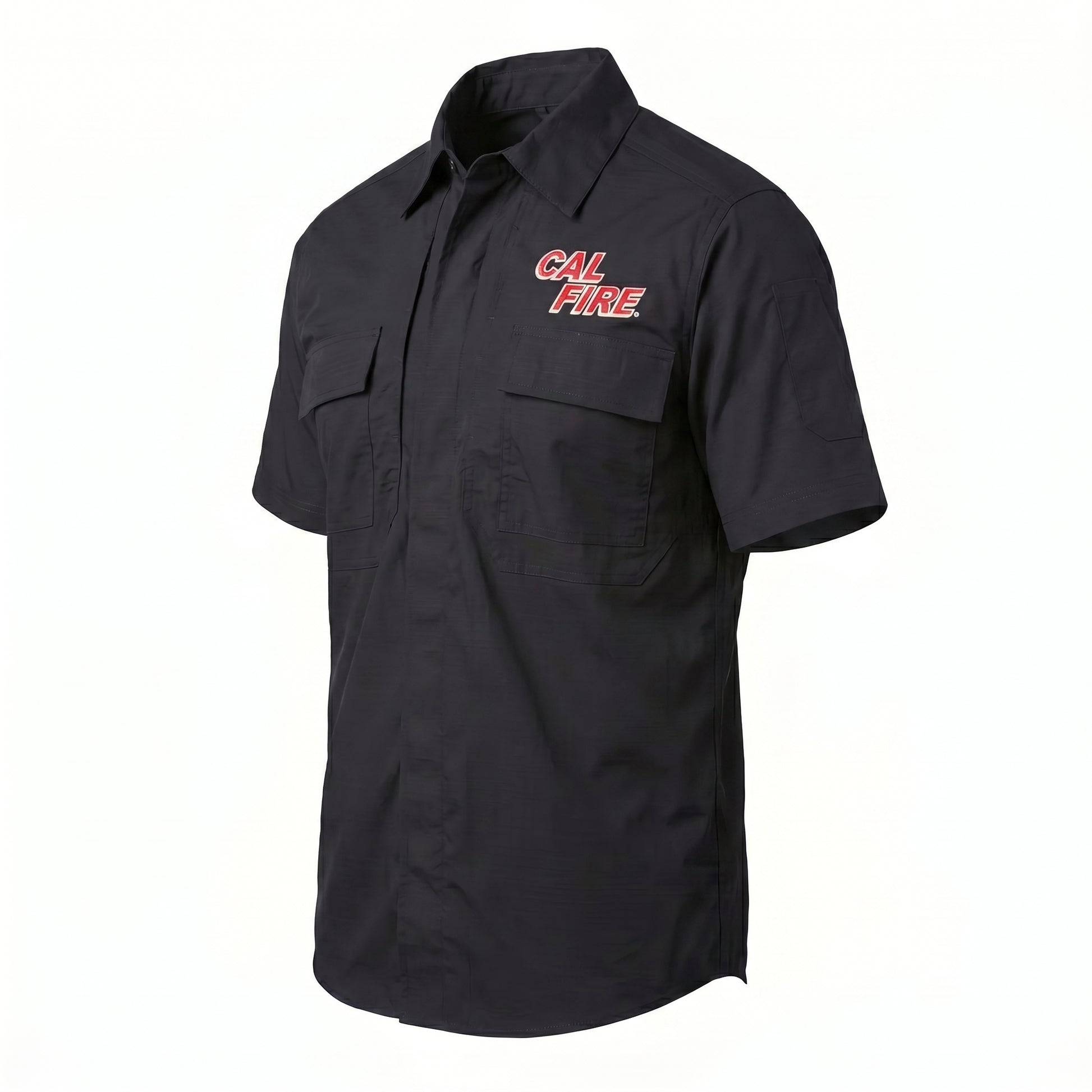 CAL FIRE 5.11 Flex-Tac TDU short sleeve, embroidered CAL FIRE wordmark, side view