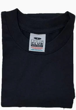 Navy Pro Club heavyweight CAL FIRE t-shirt folded with its packaging label.