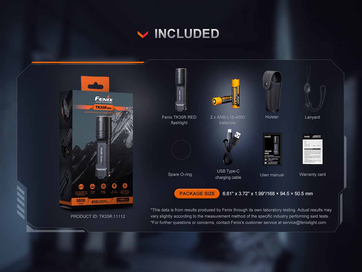 Fenix TK35R RED Rechargeable Flashlight