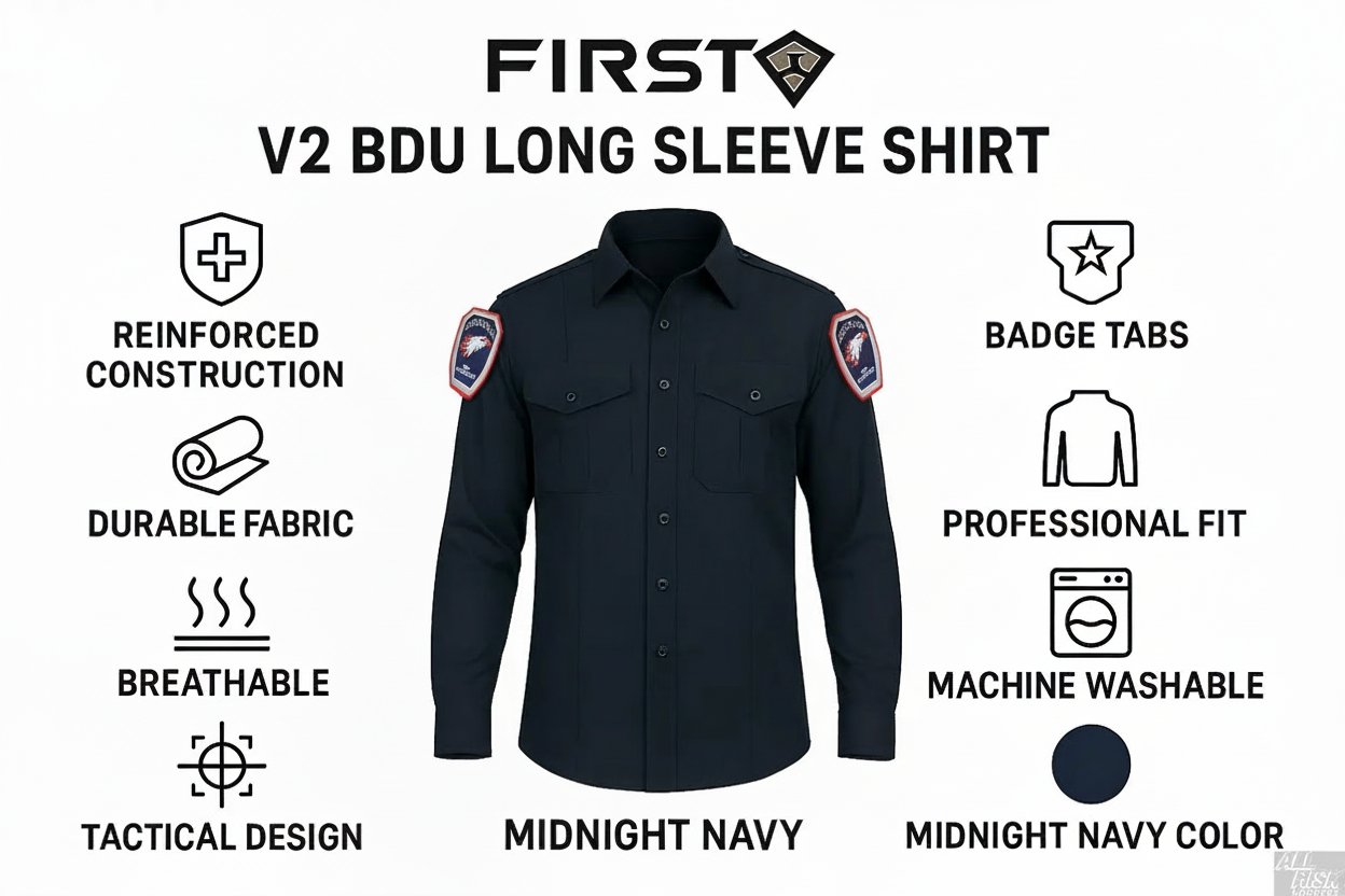 First Tactical BDU Long Sleeve Shirt features with Siskiyous Fire Technology shoulder patches