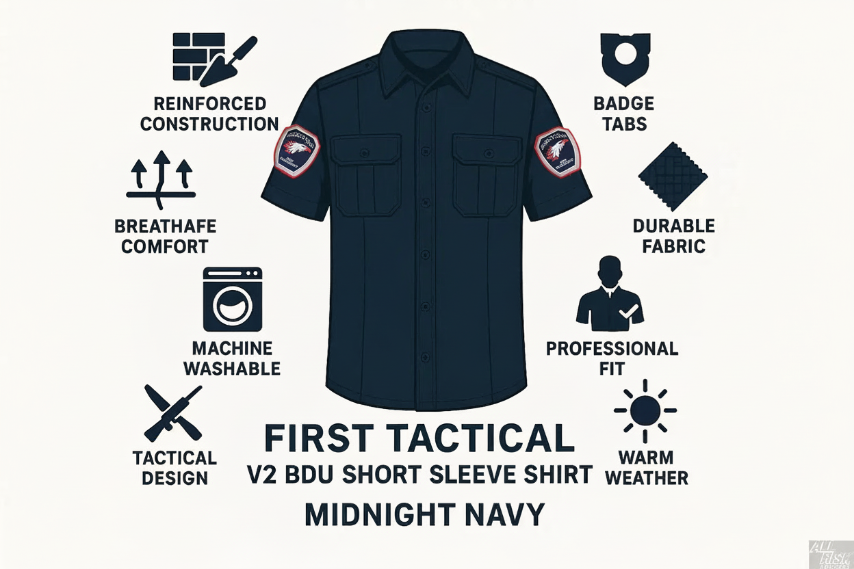 First Tactical BDU Short Sleeve Shirt features with Siskiyous Fire Technology shoulder patches
