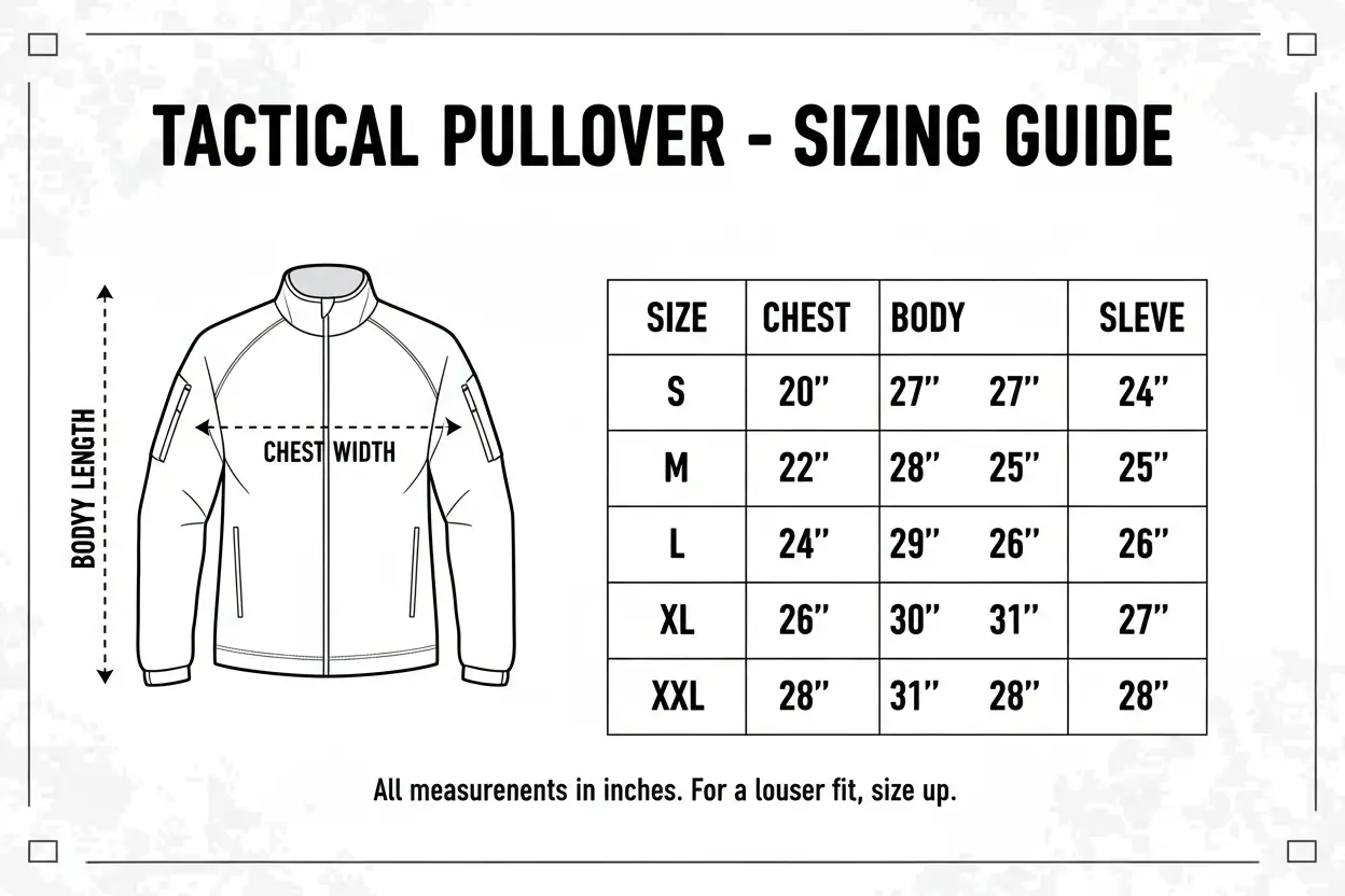 First Tactical Pro Duty Pullover Sizing Chart