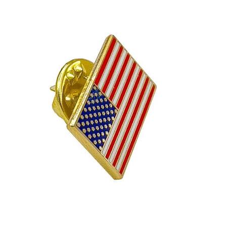 American flag lapel pin with gold-tone frame and butterfly clutch back - All Risk Uniforms