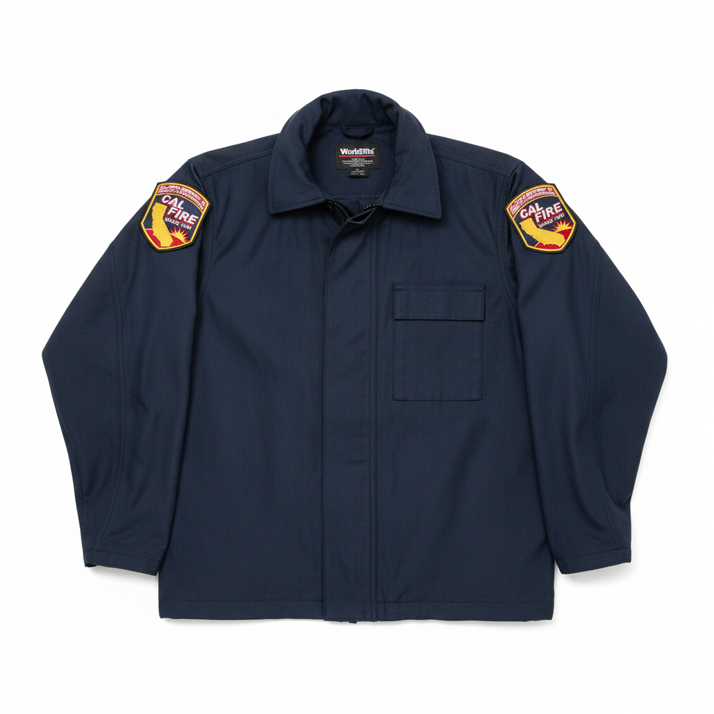 Flat lay overhead view with CAL FIRE patches