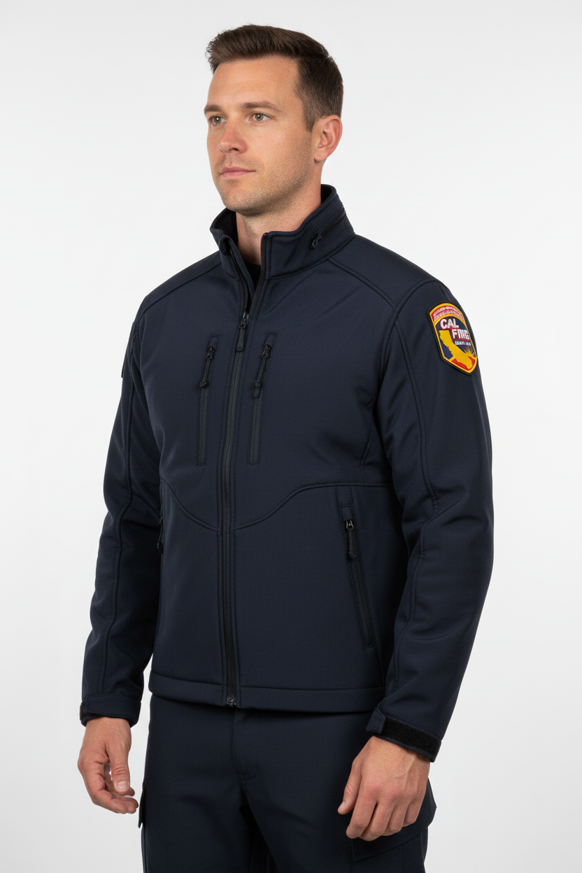 Front view with CAL FIRE patches