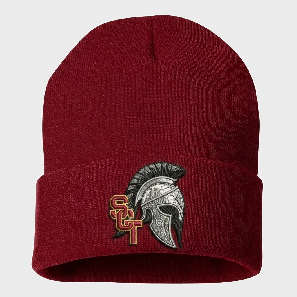Siskiyou Trojans siskiyou trojans long beanie Crimson front