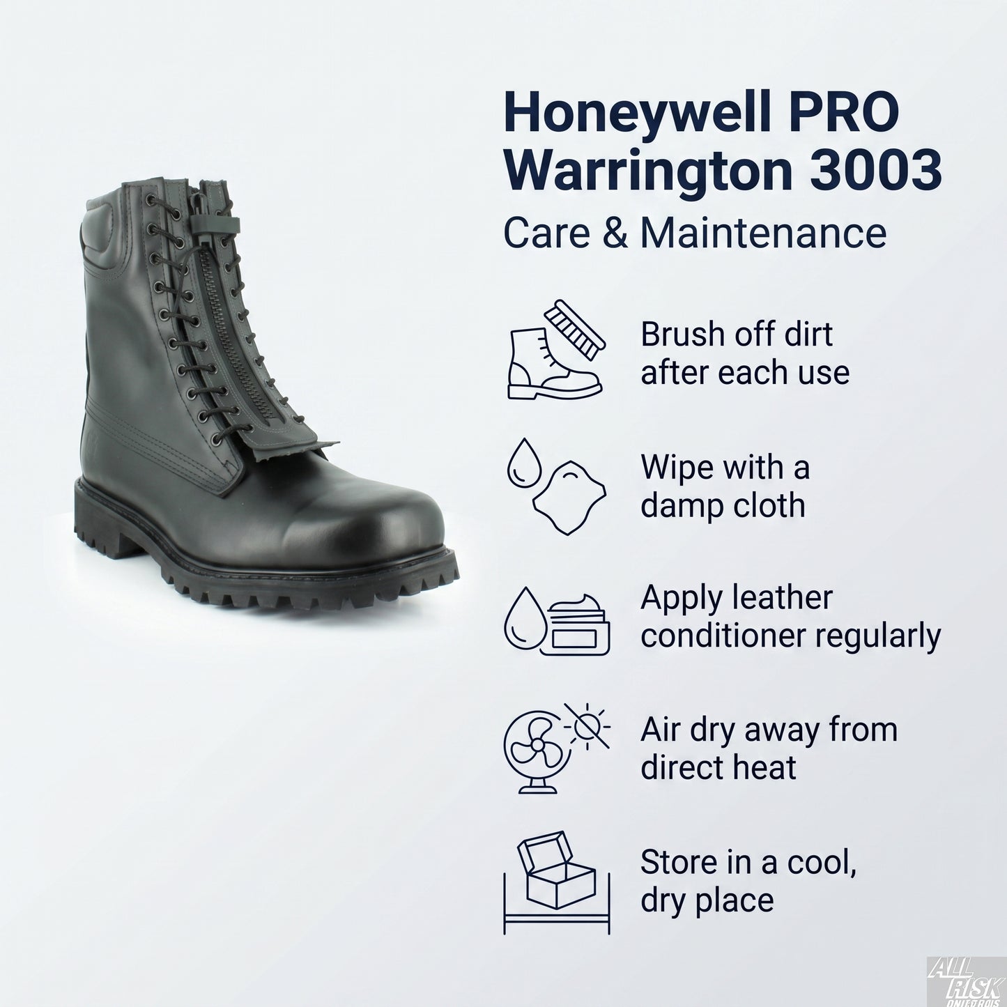 Honeywell PRO Warrington 3003 care and maintenance instructions for leather boots