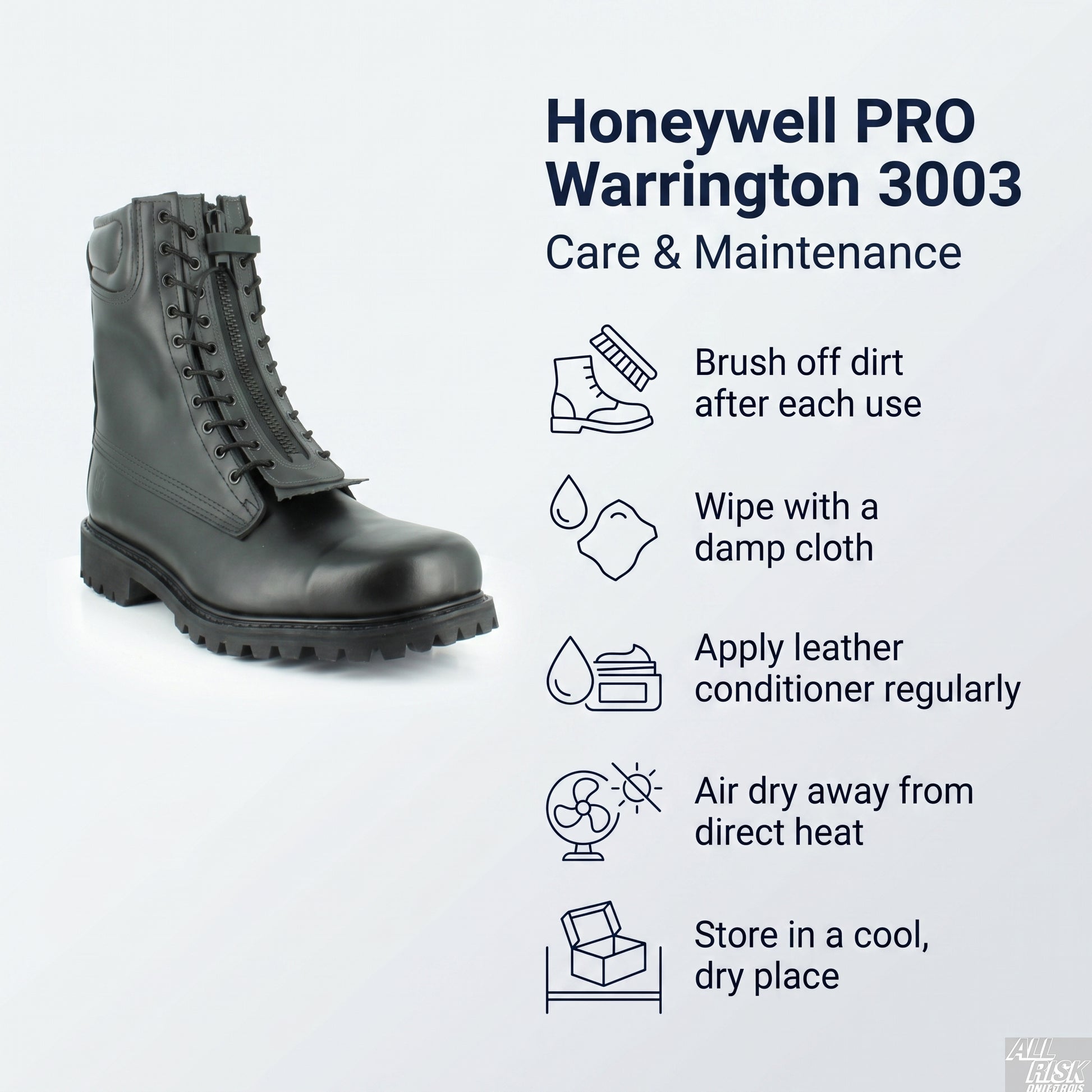 Honeywell PRO Warrington 3003 care and maintenance instructions for leather boots