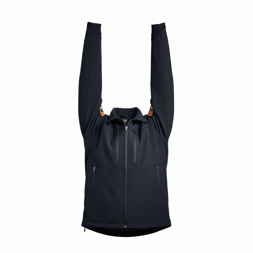 Jacket with completely straight vertical arms