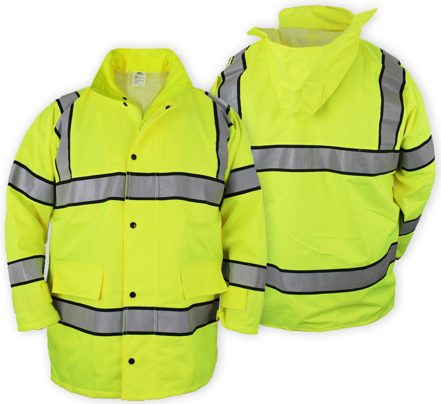 High Visibility Raincoat with Reflective Stripes (Lime Green)