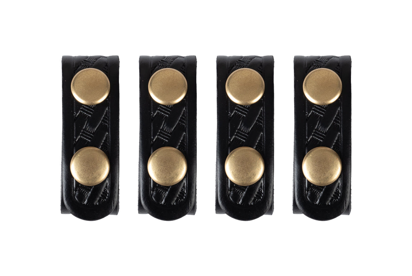 Basket Weave Leather Keepers with Brass Snaps (Set of 4)