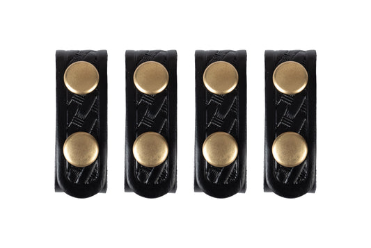 Basket Weave Leather Keepers with Brass Snaps (Set of 4)