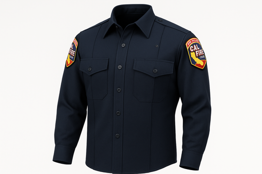Midnight navy Flying Cross Nomex long sleeve shirt with CAL FIRE shield patches