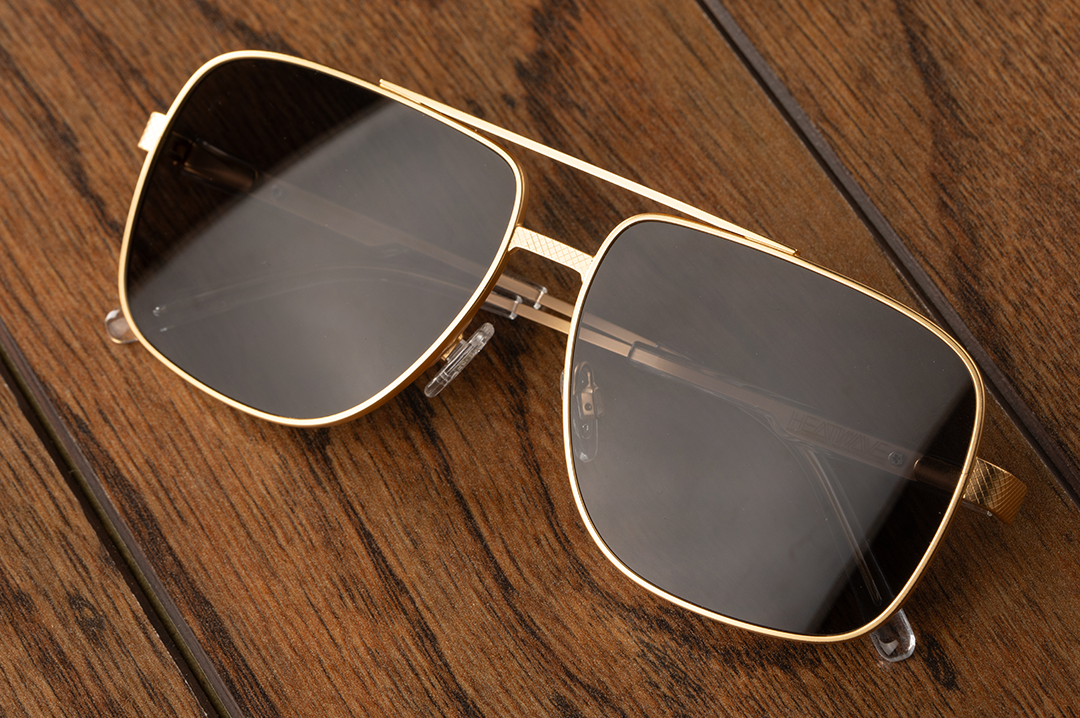 Heat Wave Visual Nimitz Gold Frame Black Lens sunglasses view 11