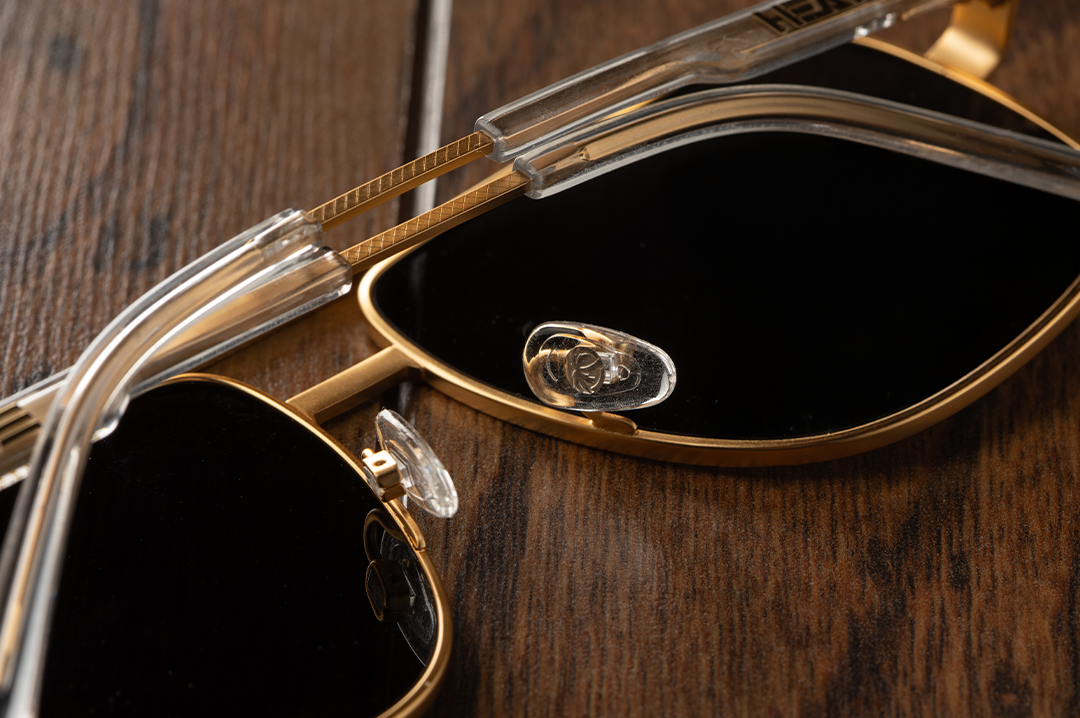 Heat Wave Visual Nimitz Gold Frame Black Lens sunglasses view 12