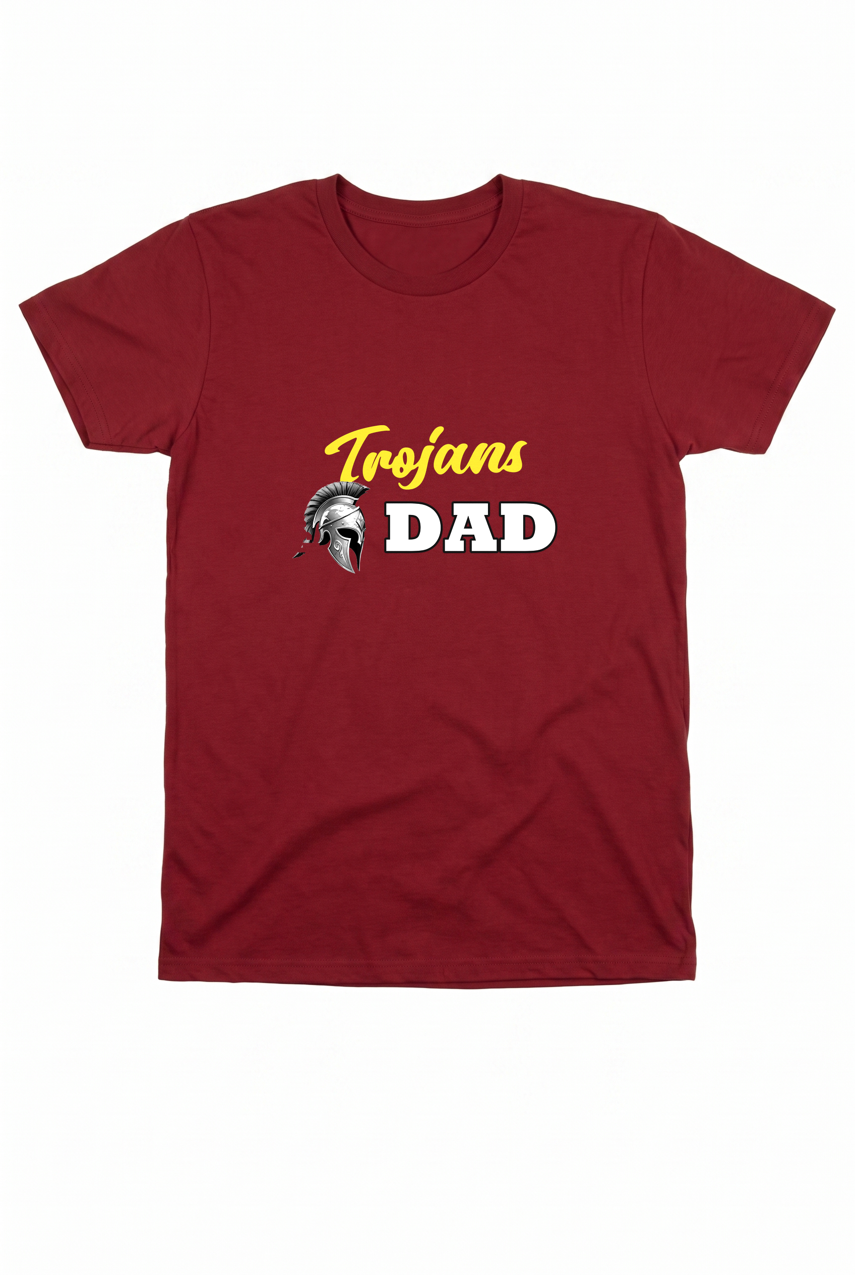 Siskiyou Trojans "Trojans Dad" Tee in Cardinal, front view