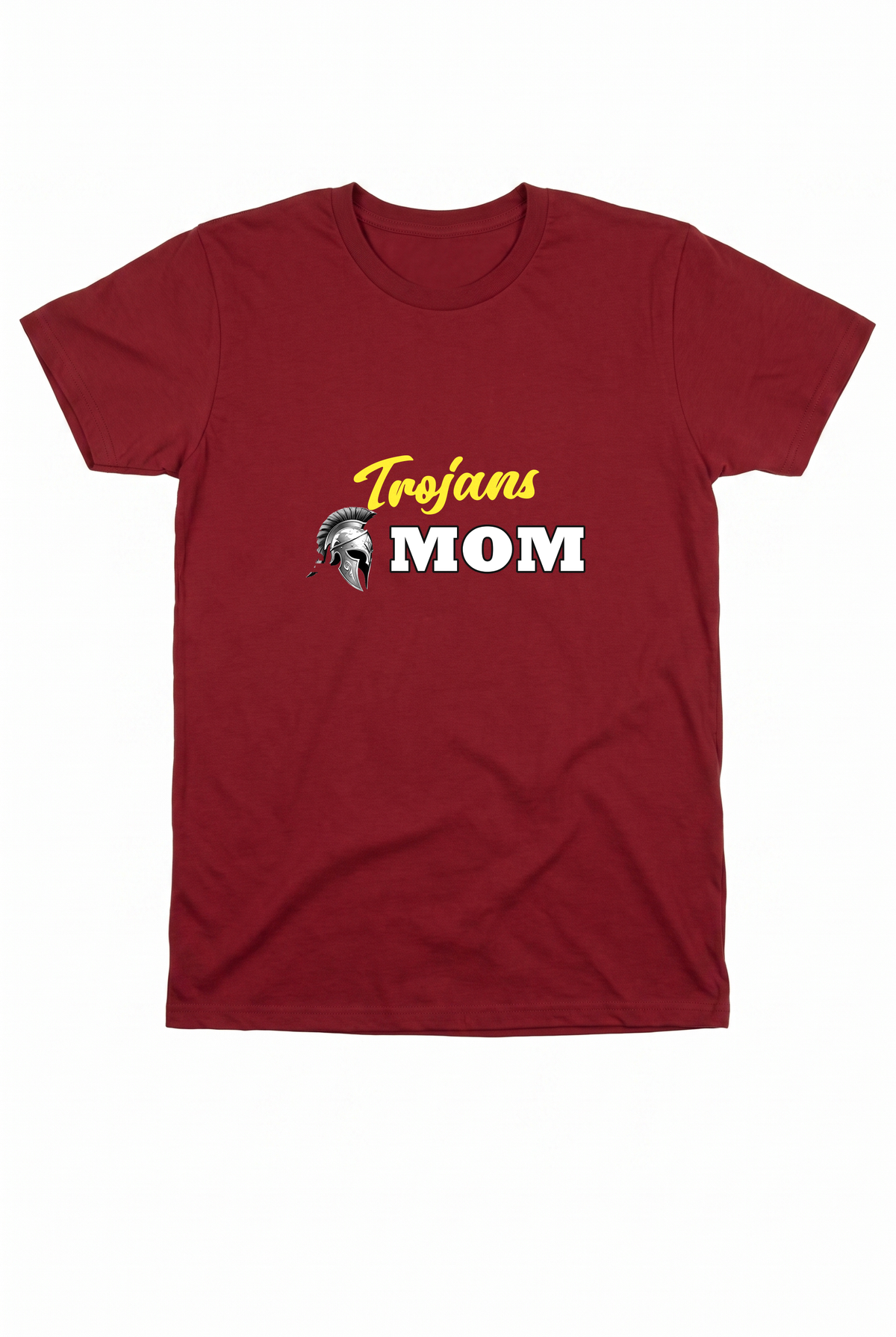 Siskiyou Trojans "Trojans Mom" Tee in Cardinal, front view