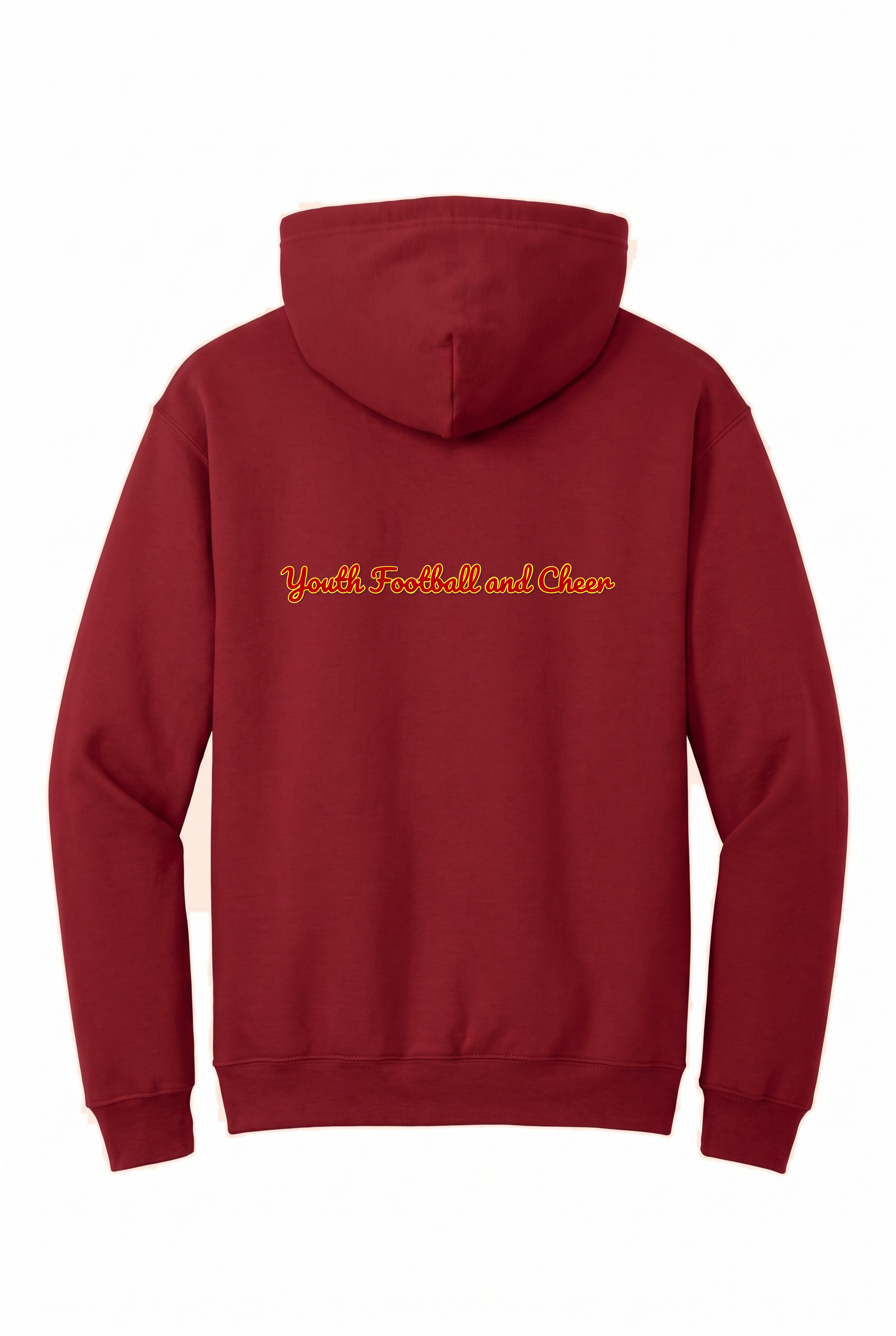 Siskiyou Trojans Pullover Hoodie in Cardinal, back view