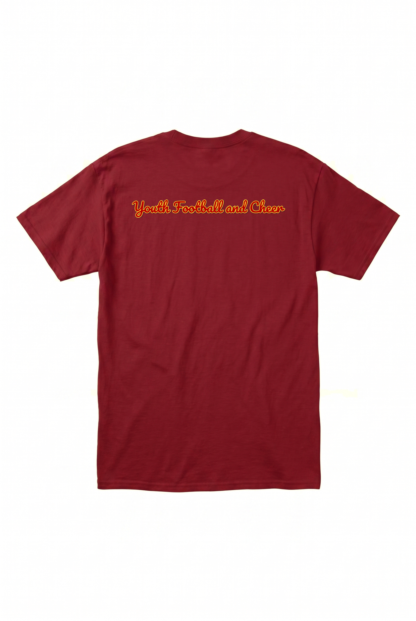 Siskiyou Trojans Fan Tee in Cardinal, back view
