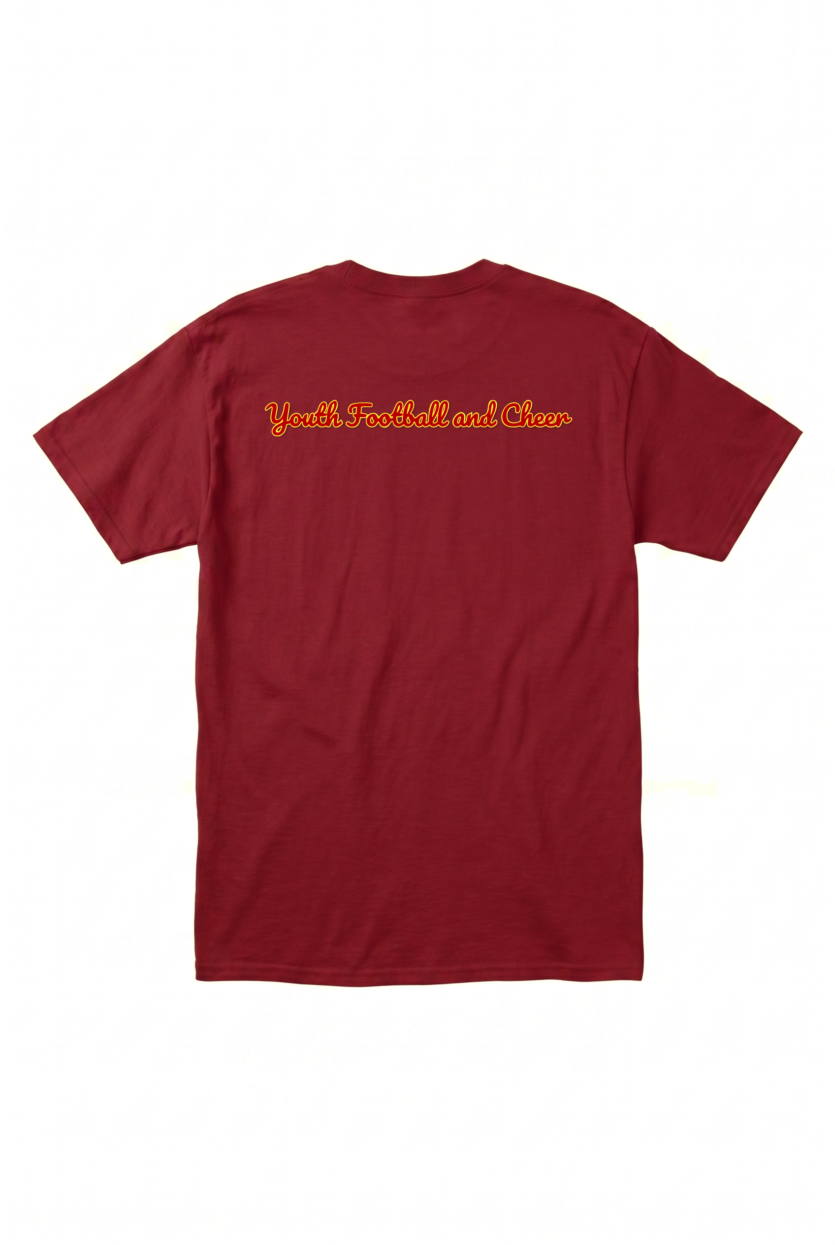 Siskiyou Trojans Fan Tee in Cardinal, back view