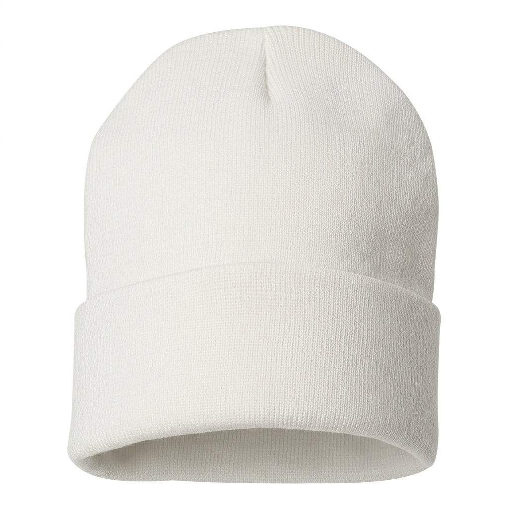 Siskiyou Trojans SCT crest on White long-beanie (back view)