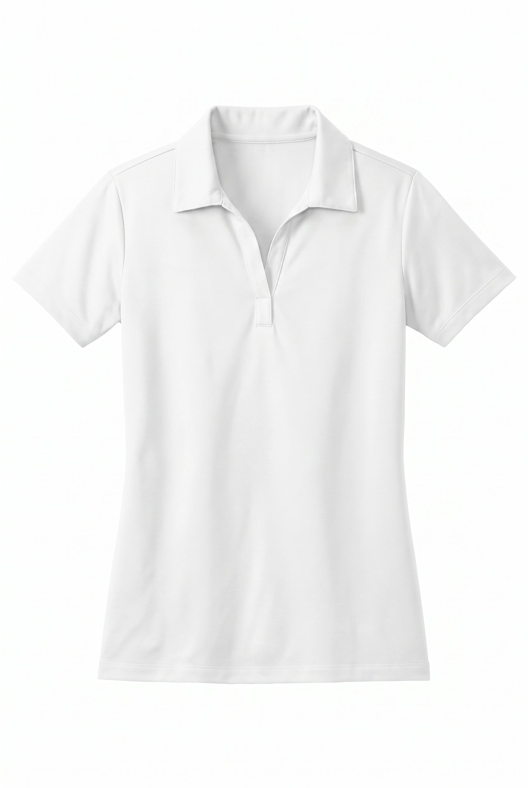 Siskiyou Trojans ladies Sport-Tek polo in white, back view, undecorated