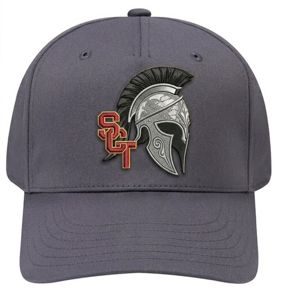 Siskiyou Trojans SCT crest on Dark Gray snapback-5panel-pro (front view)