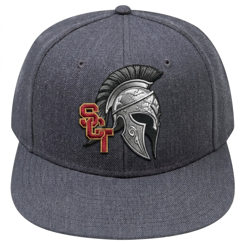 Siskiyou Trojans SCT crest on Dark Gray snapback-6panel-mid (front view)