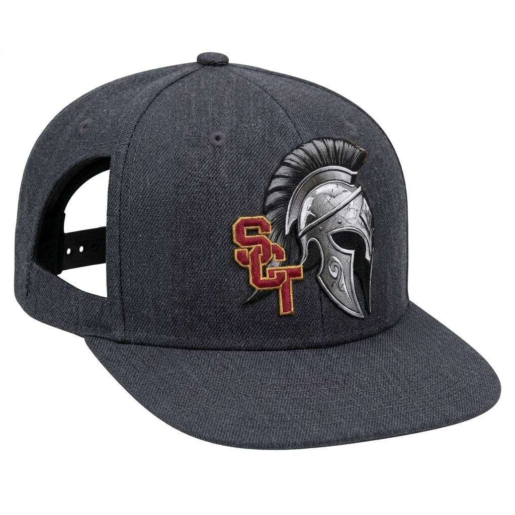Siskiyou Trojans SCT crest on Dark Gray snapback-6panel-mid (side view)