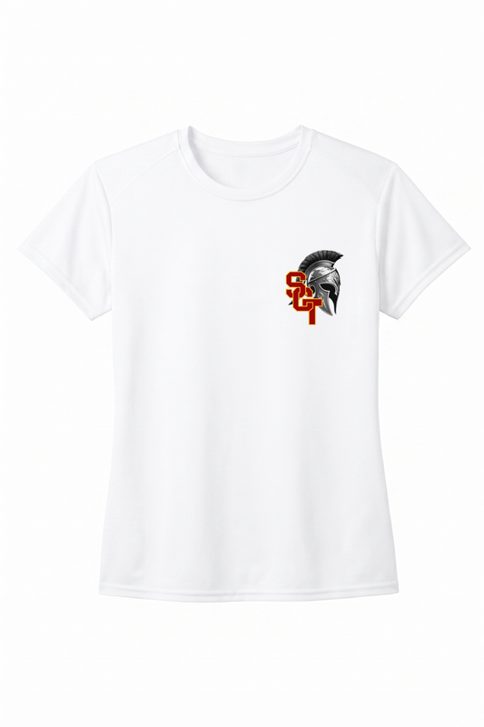 Siskiyou Trojans Ladies Short Sleeve Performance Crew – White