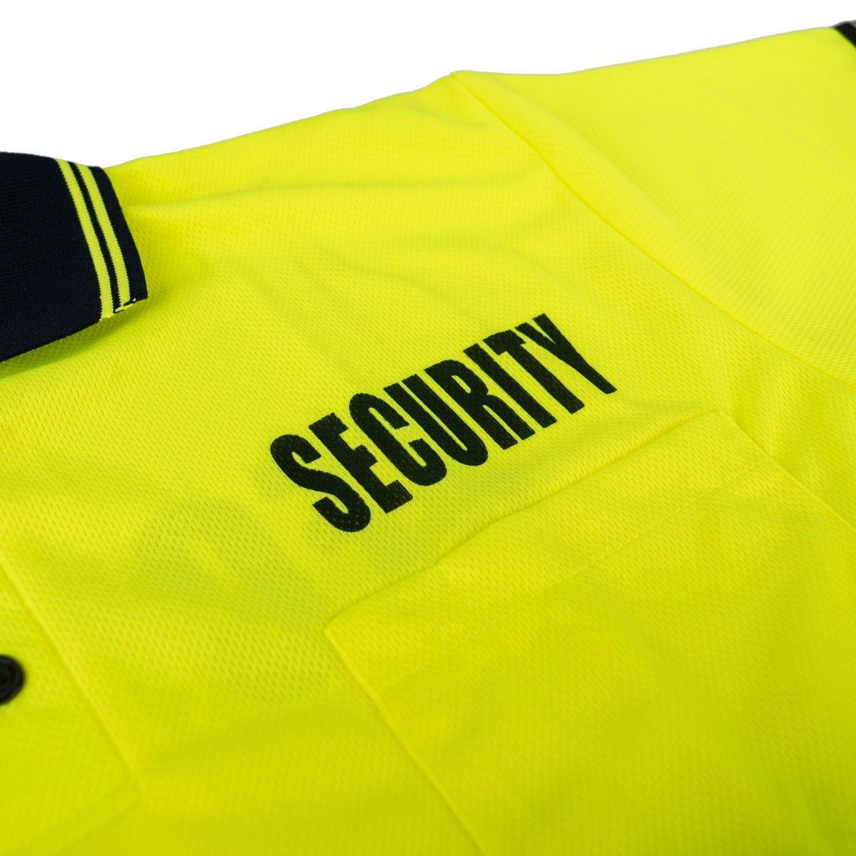 Polyester Short Sleeve Lime Green/Navy Polo Shirt with Reflective Stripe (Security ID)