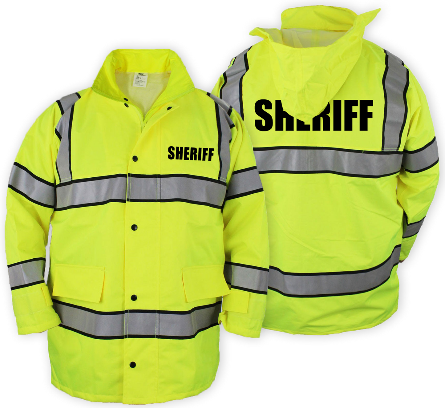High Visibility Raincoat with Reflective Stripes (Lime Green)