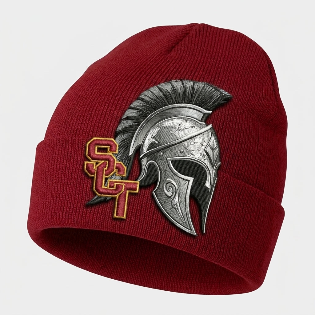 Siskiyou Trojans siskiyou trojans short beanie Crimson side