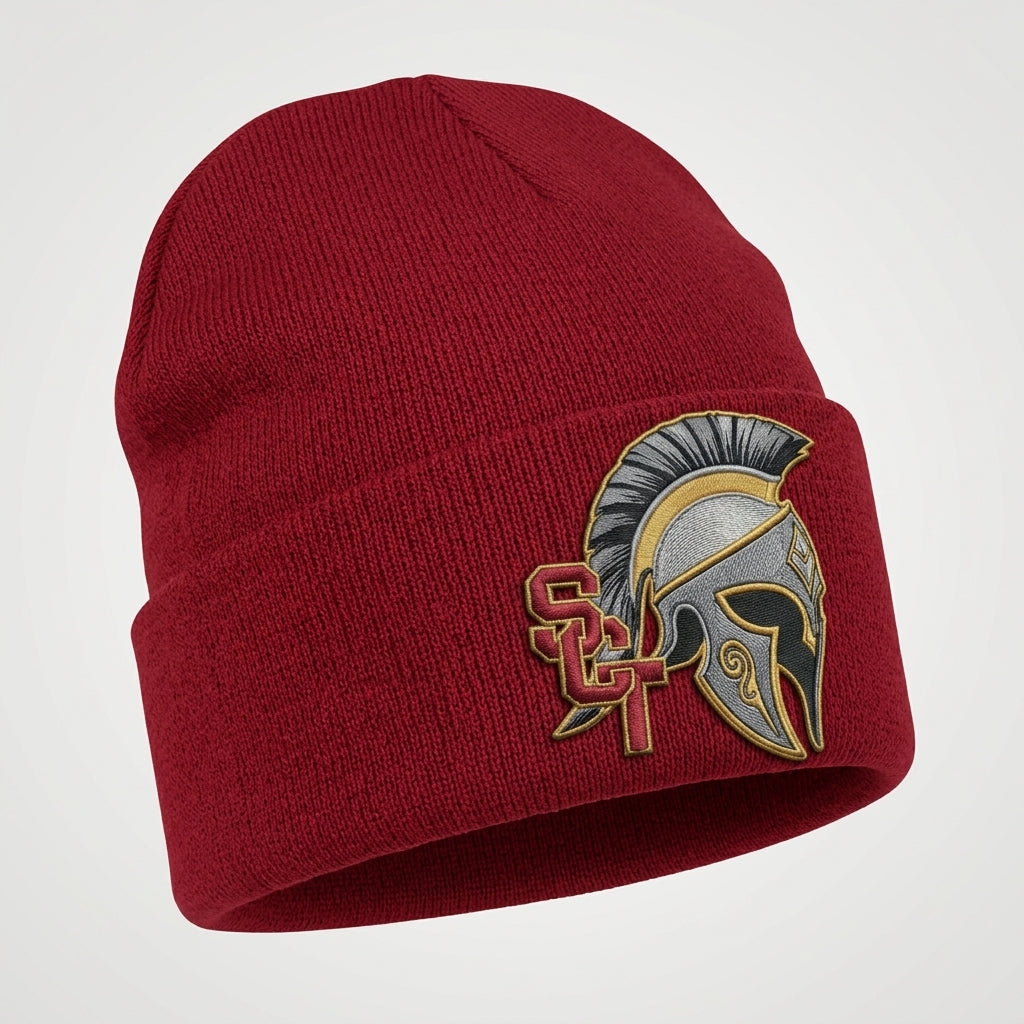 Siskiyou Trojans siskiyou trojans long beanie Crimson side