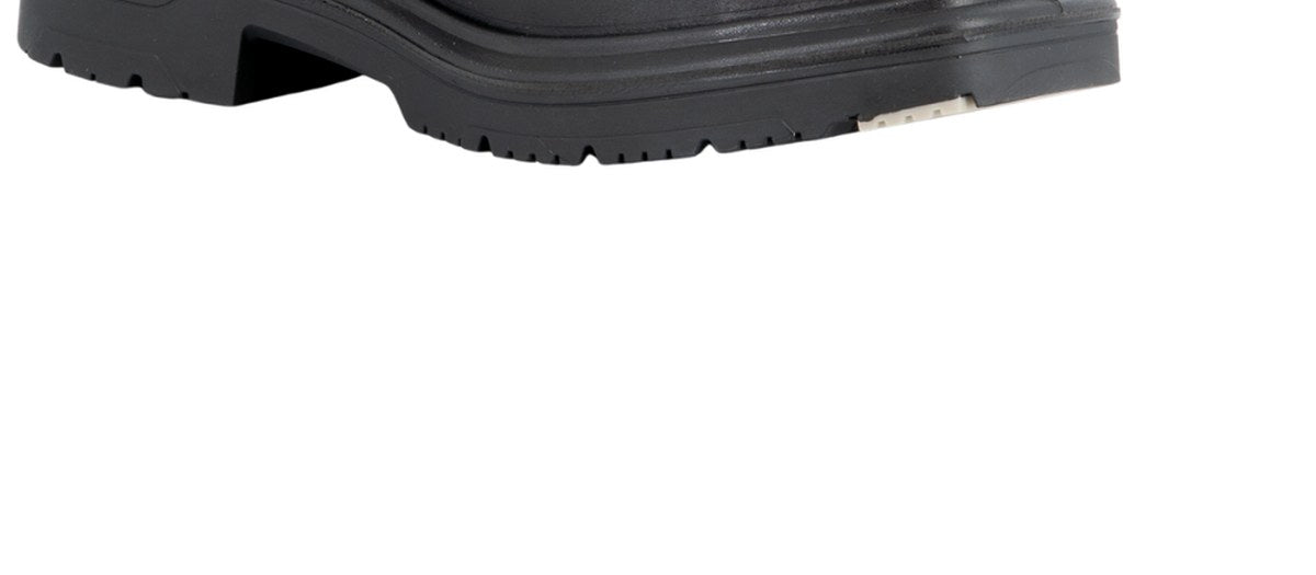 Steel Blue Hobart men's square-toe boot — close-up of the lugged TPU Trisole outsole tread pattern and heel from the underside.