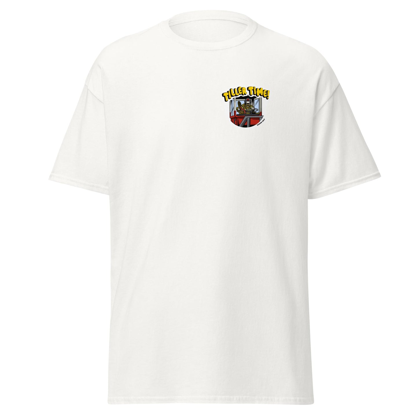 Stache Salt Tiller Time! Tee in White — front view