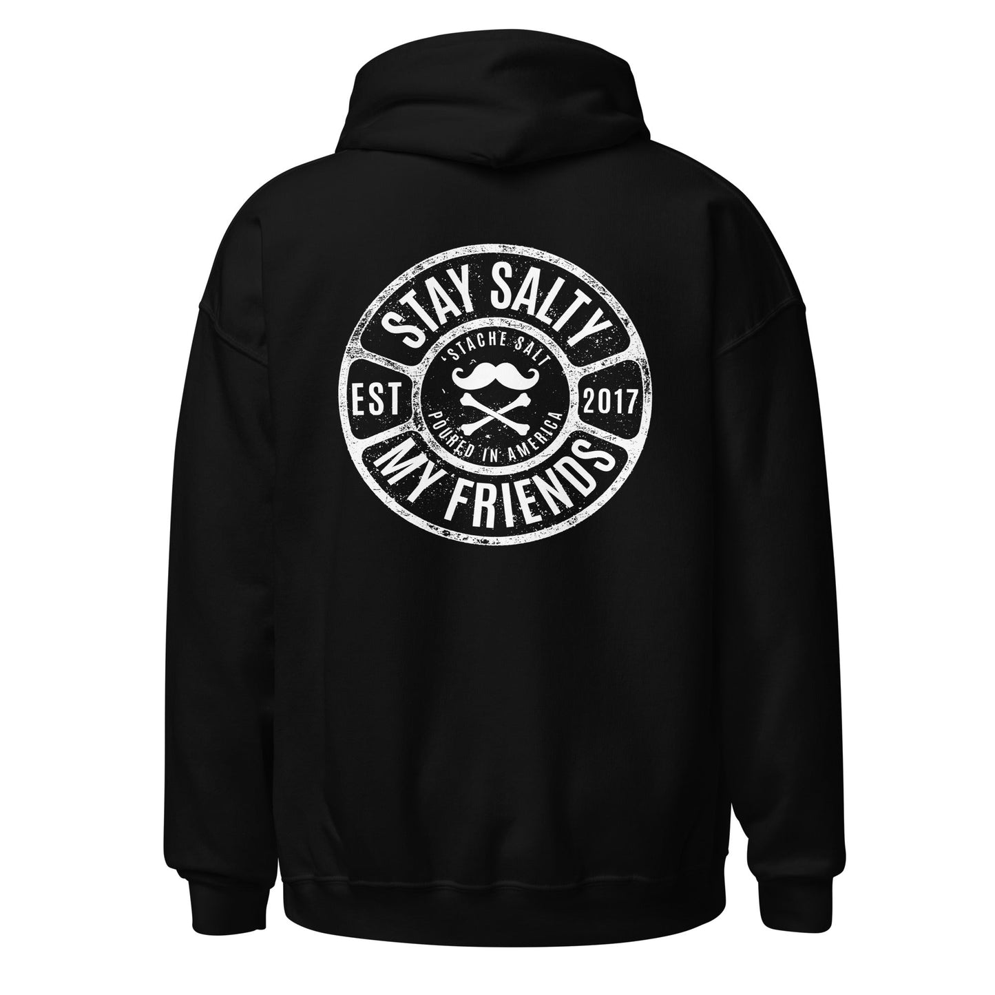 Stache Salt Stamp of Saltiness Hoodie in Black — back view