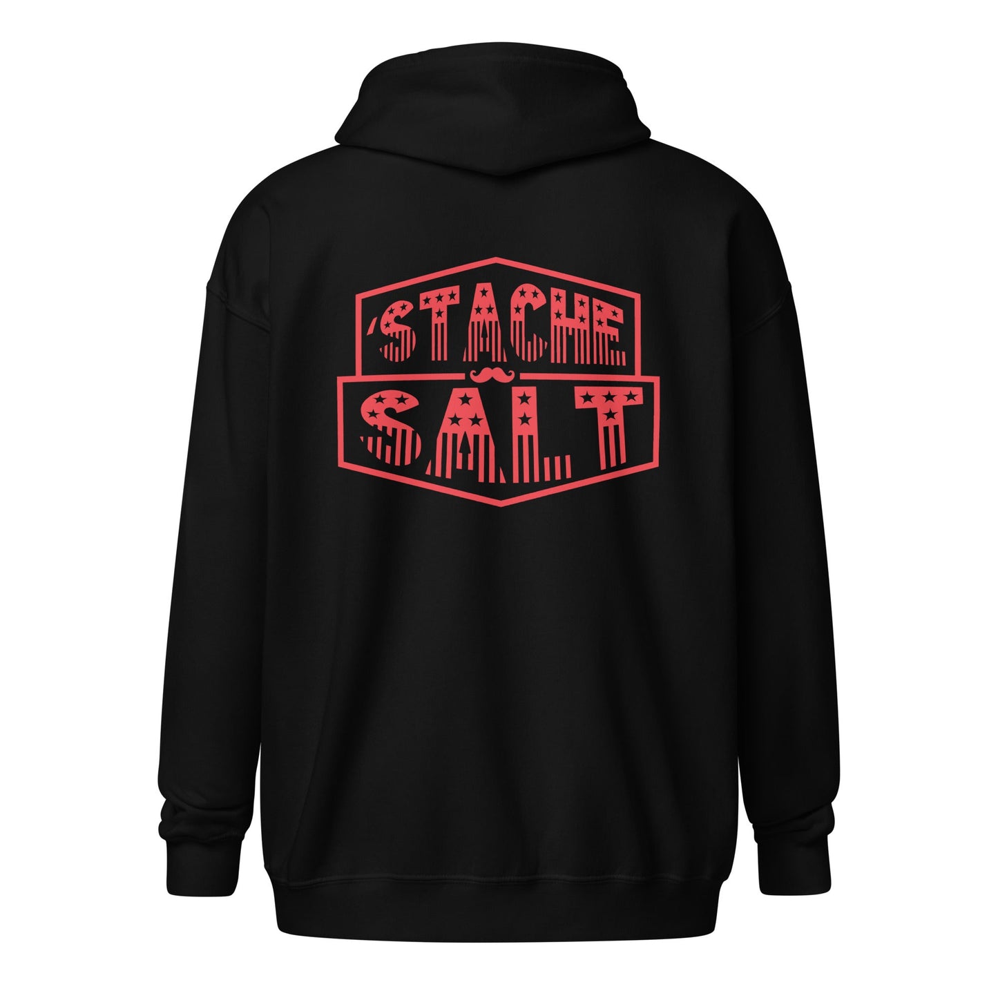 Stache Salt Salt & Stripes Zip Up Hoodie in Black — back view
