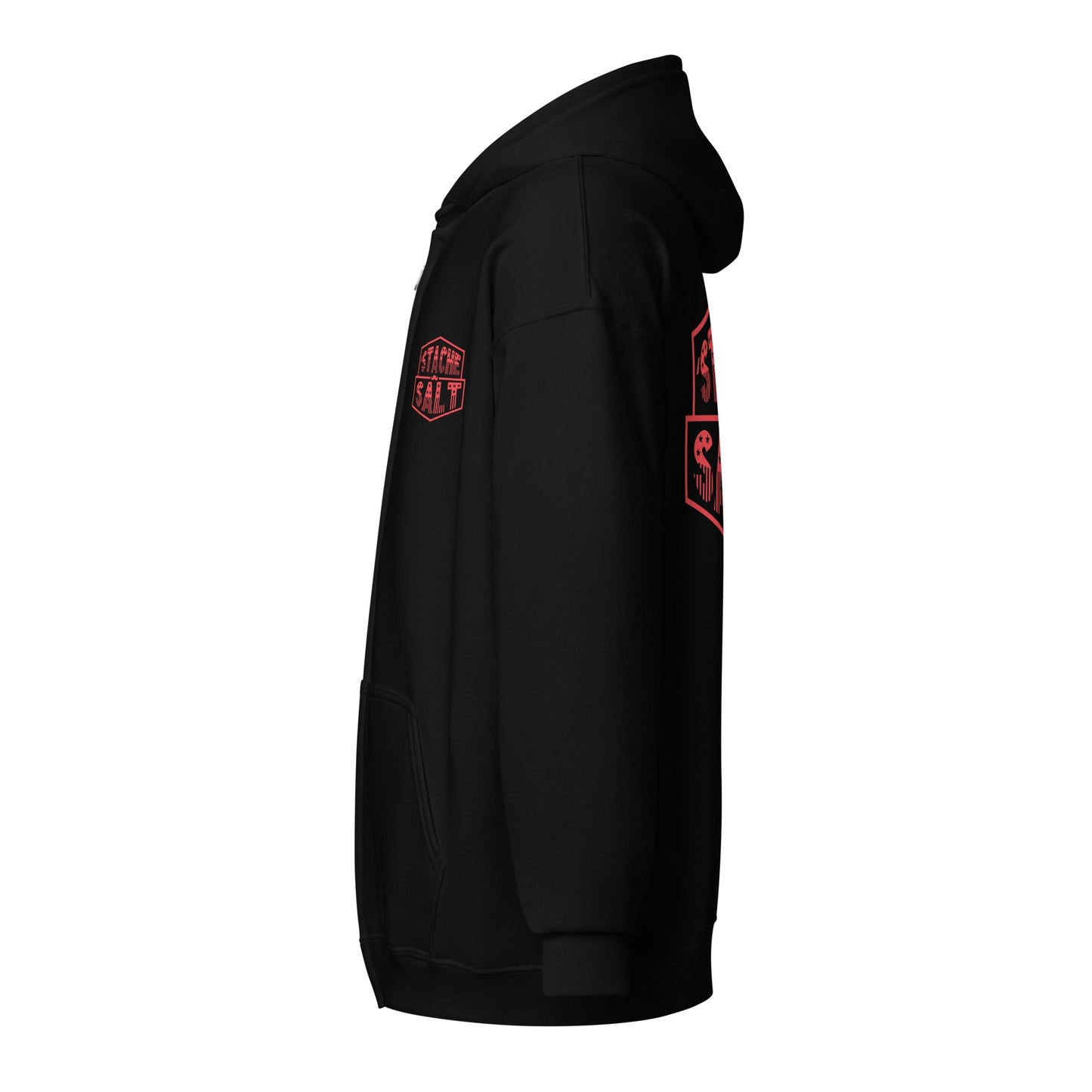 Stache Salt Salt & Stripes Zip Up Hoodie in Black — side view
