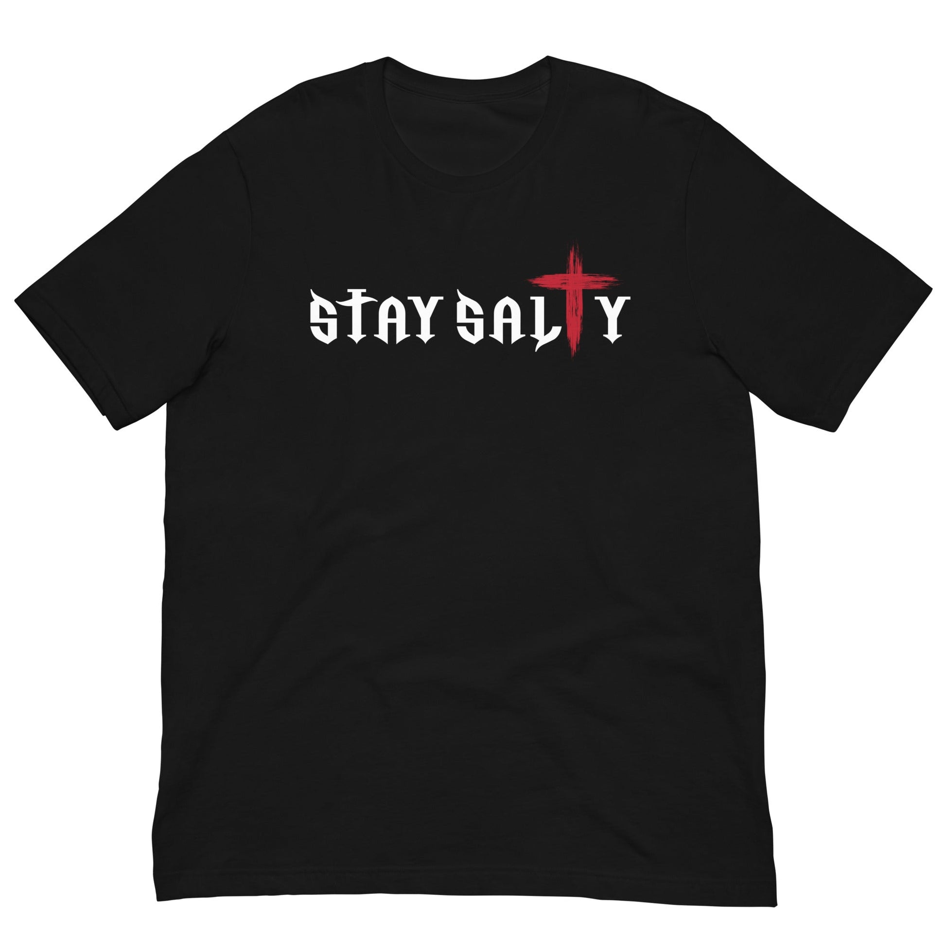 Stache Salt Stay Salty Cross Tee in Black — front view