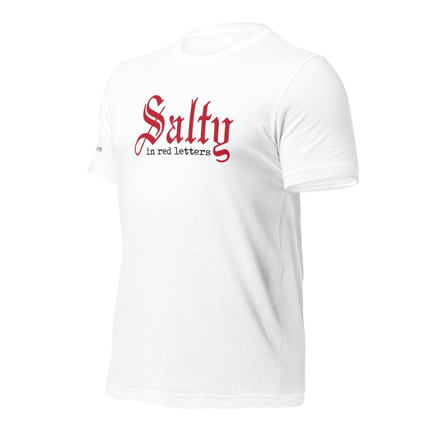 Stache Salt Red Letters Tee in White — front view