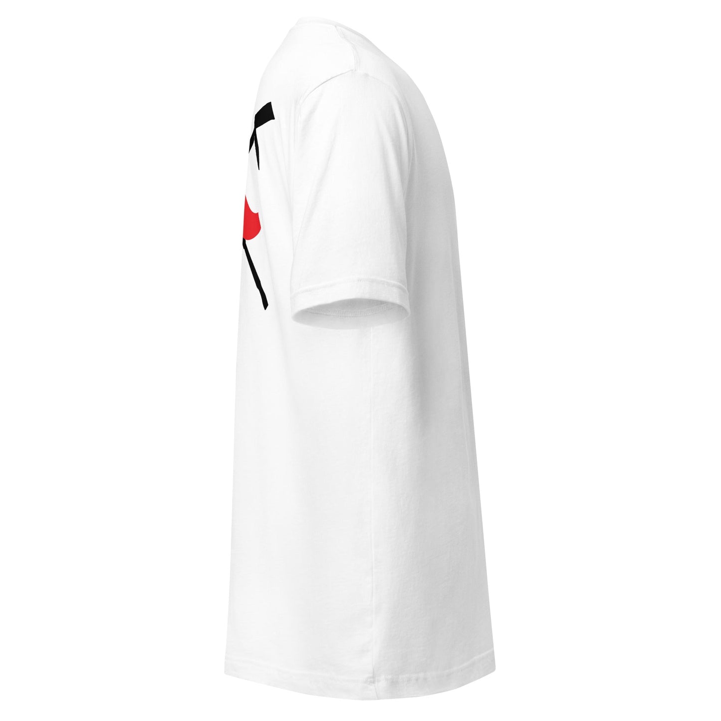 'Stache & Irons Tee in White — side view (2)