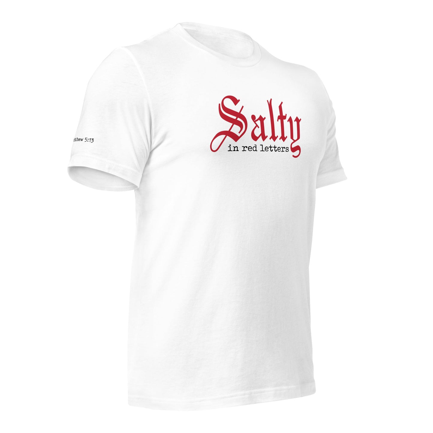 Stache Salt Red Letters Tee in White — front view (2)