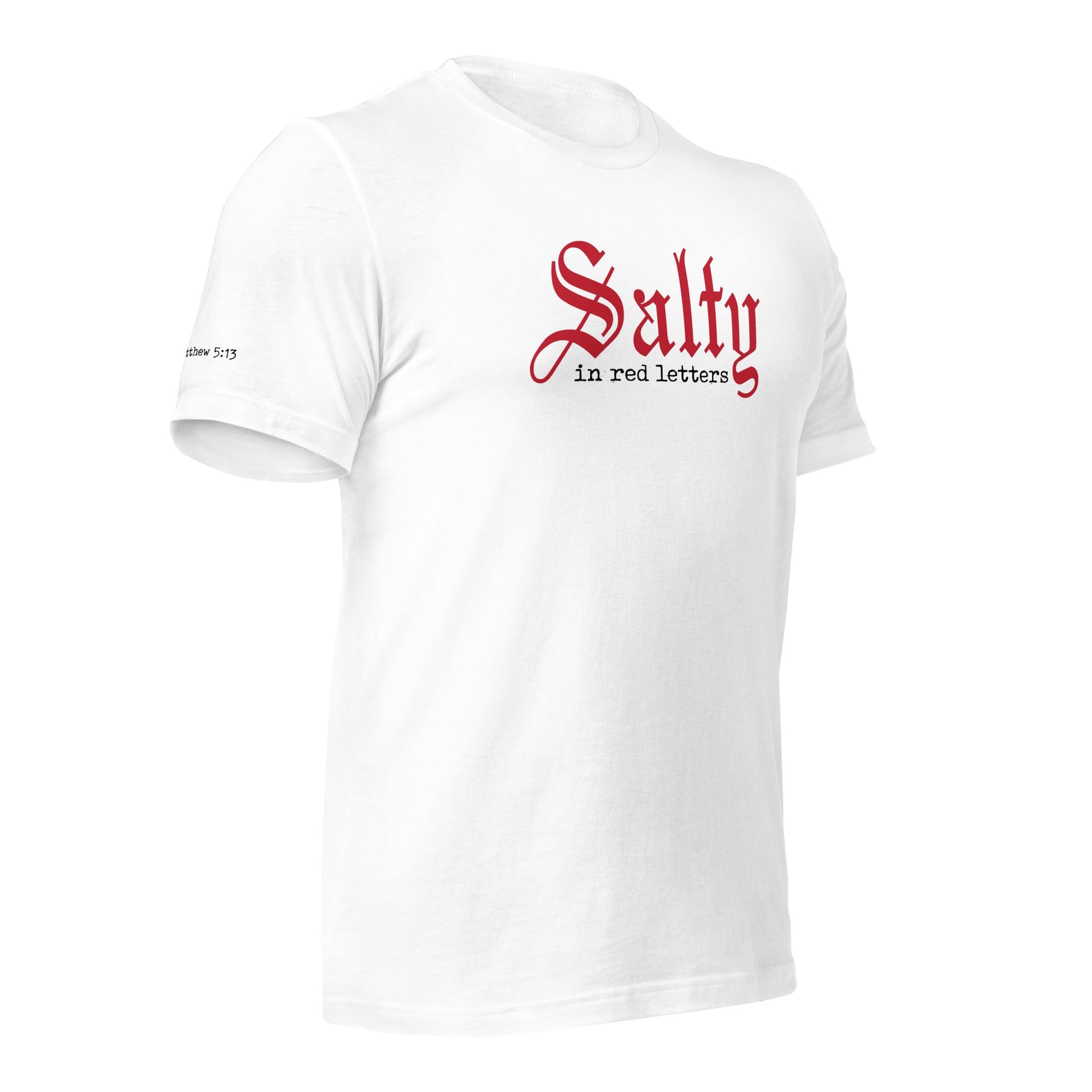 Stache Salt Red Letters Tee in White — front view (2)
